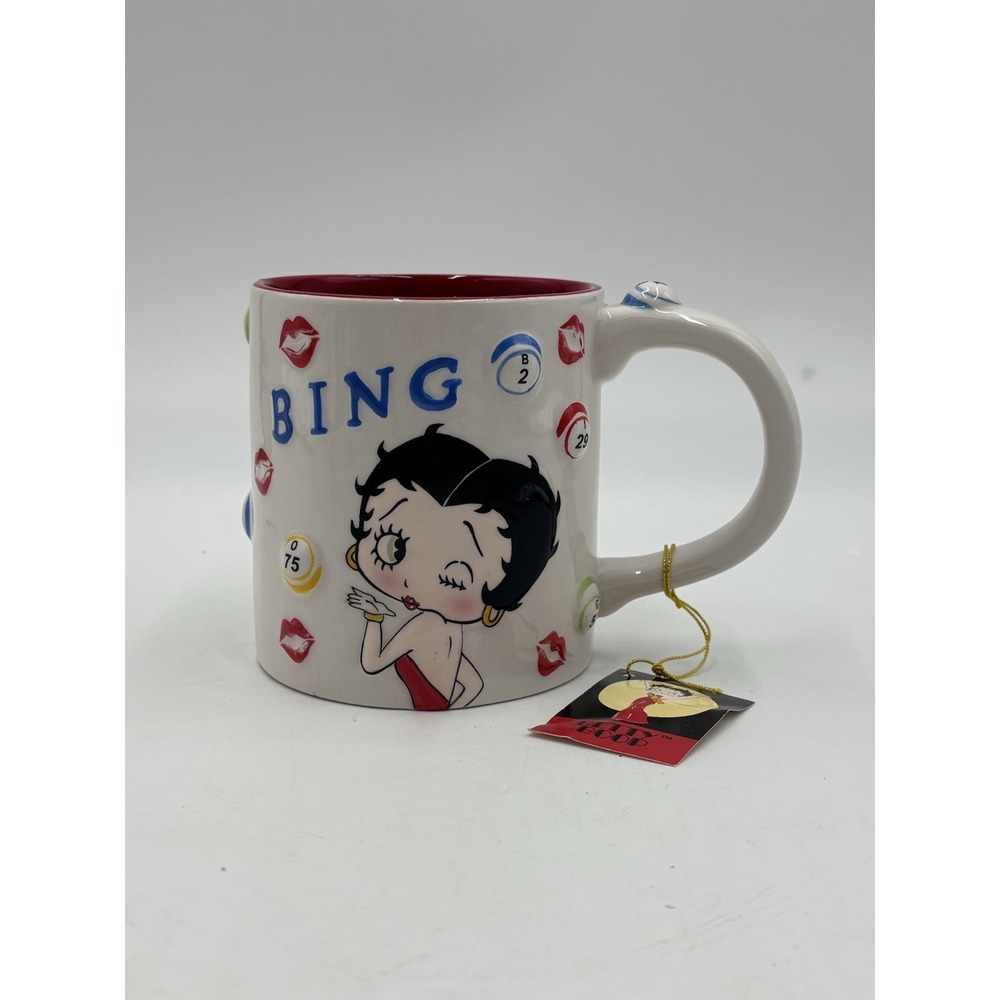 2006 Bingo Betty Boop Coffee Mug With Tag Bingo Balls Red Lips Winner Pudgy